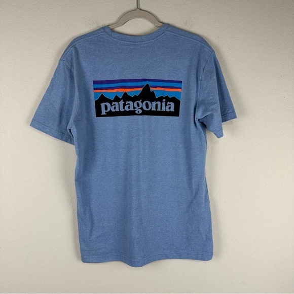 Patagonia Men’s Blue P-6 Logo Short Sleeve Responsibili-Tee Shirt Size Medium - Picture 4 of 7